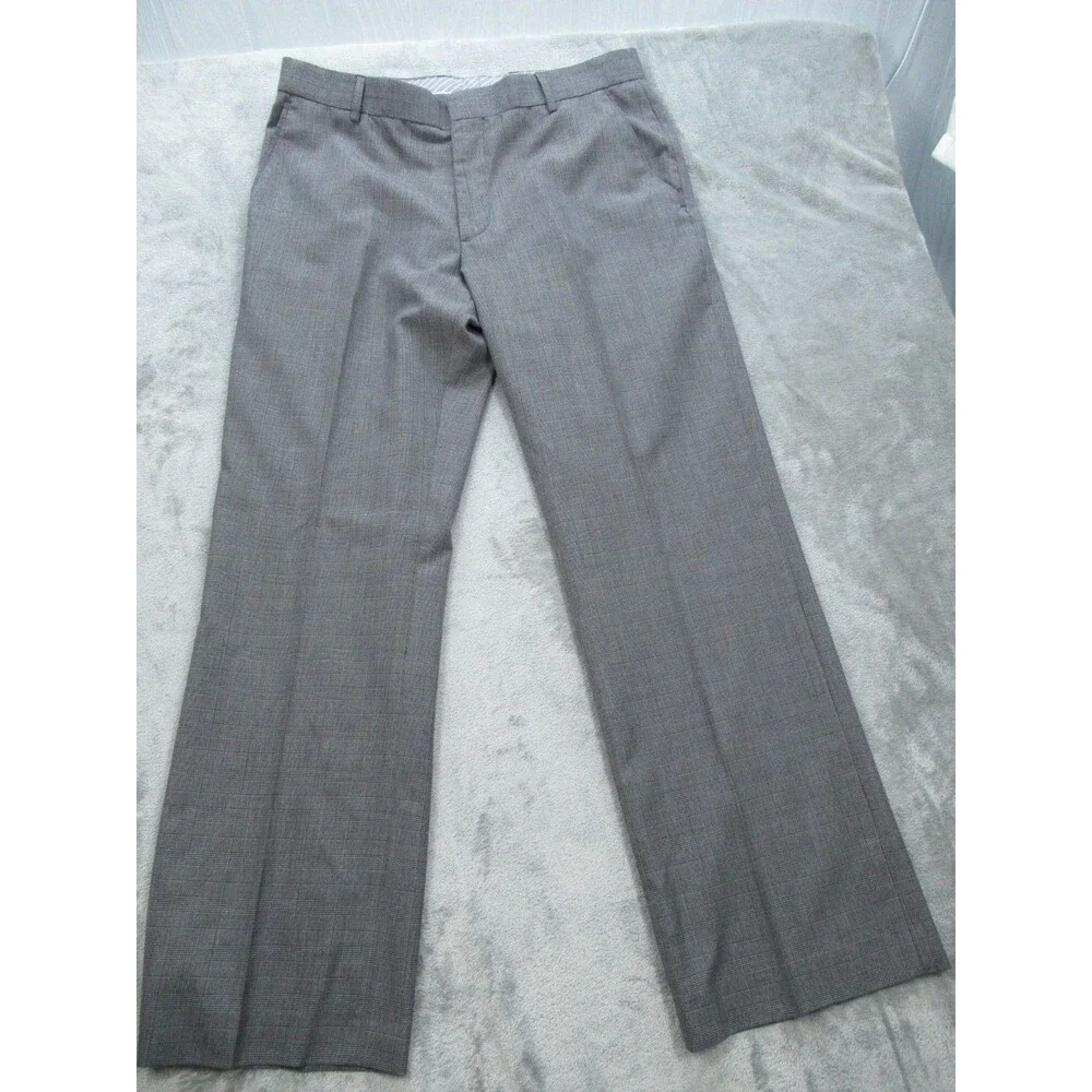 Banana Republic Dress Pants Men's 36x32 (Actual 34 x 31) Tailored Fit Plaid Gray